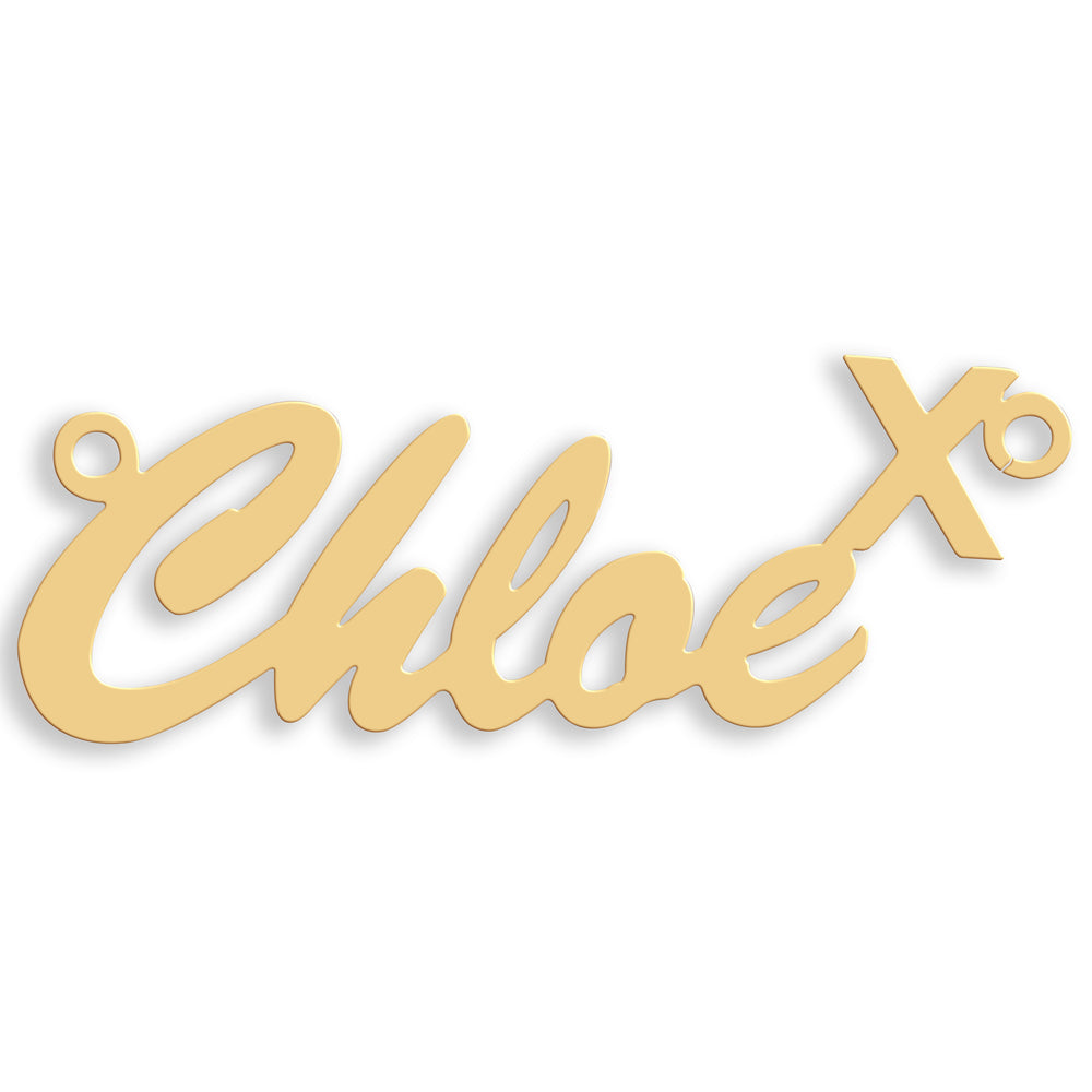 9ct Gold Script Kiss Nameplate