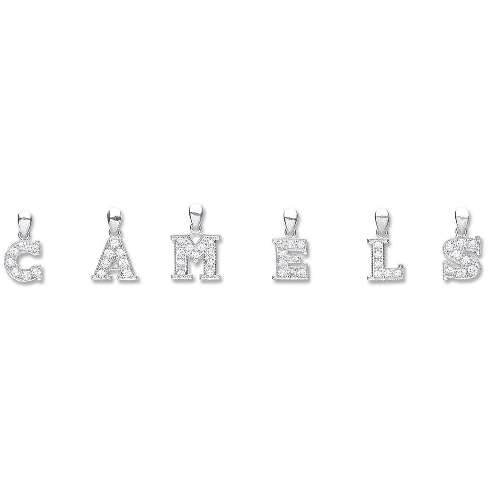 Silver Cubic Zirconia Initial Pendant