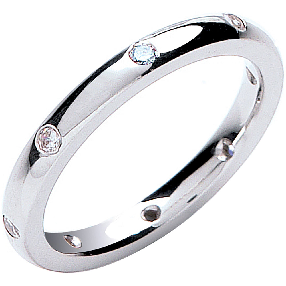 0.13ctw 8st Brilliant Cut Diamond Set 2mm Court Platinum Wedding Band – product view