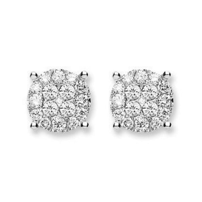 18ct White Gold 0.50ct Cluster Diamond Studs