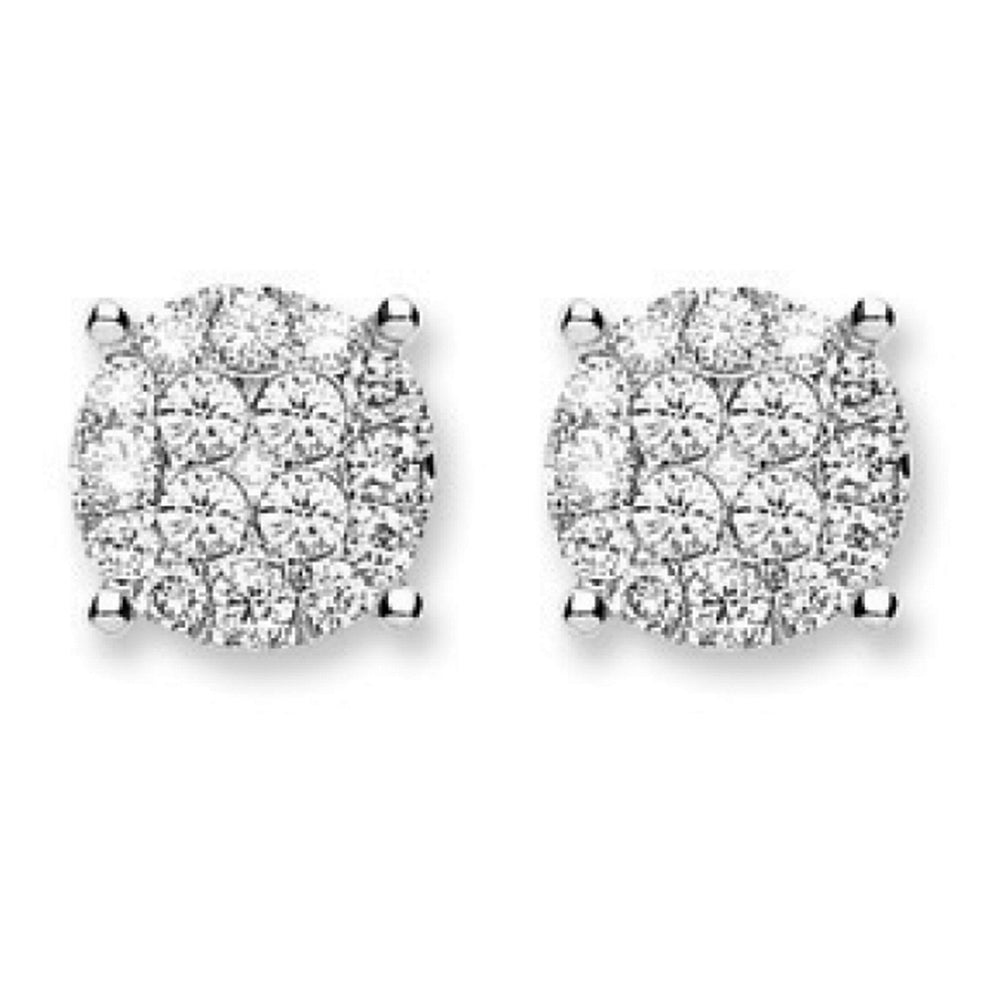18ct White Gold Cluster 0.75ct Diamond Studs – product view
