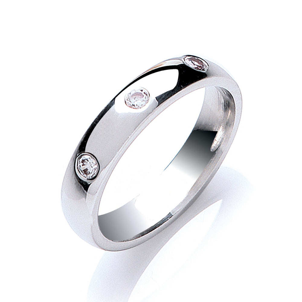 0.12ctw 3st Brilliant Cut Diamond Set 4mm Court Wedding Band
