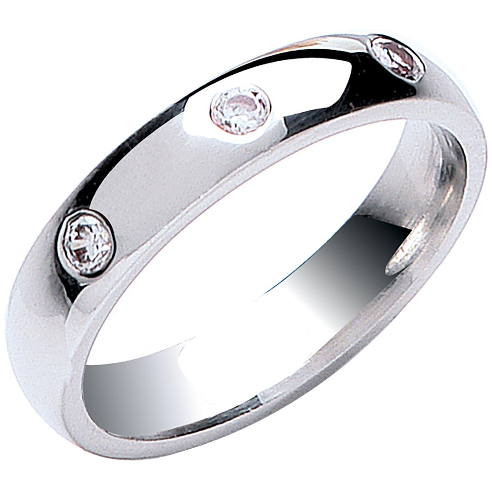 0.12ctw 3st Brilliant Cut Diamond Set 4mm Court Platinum Wedding Band