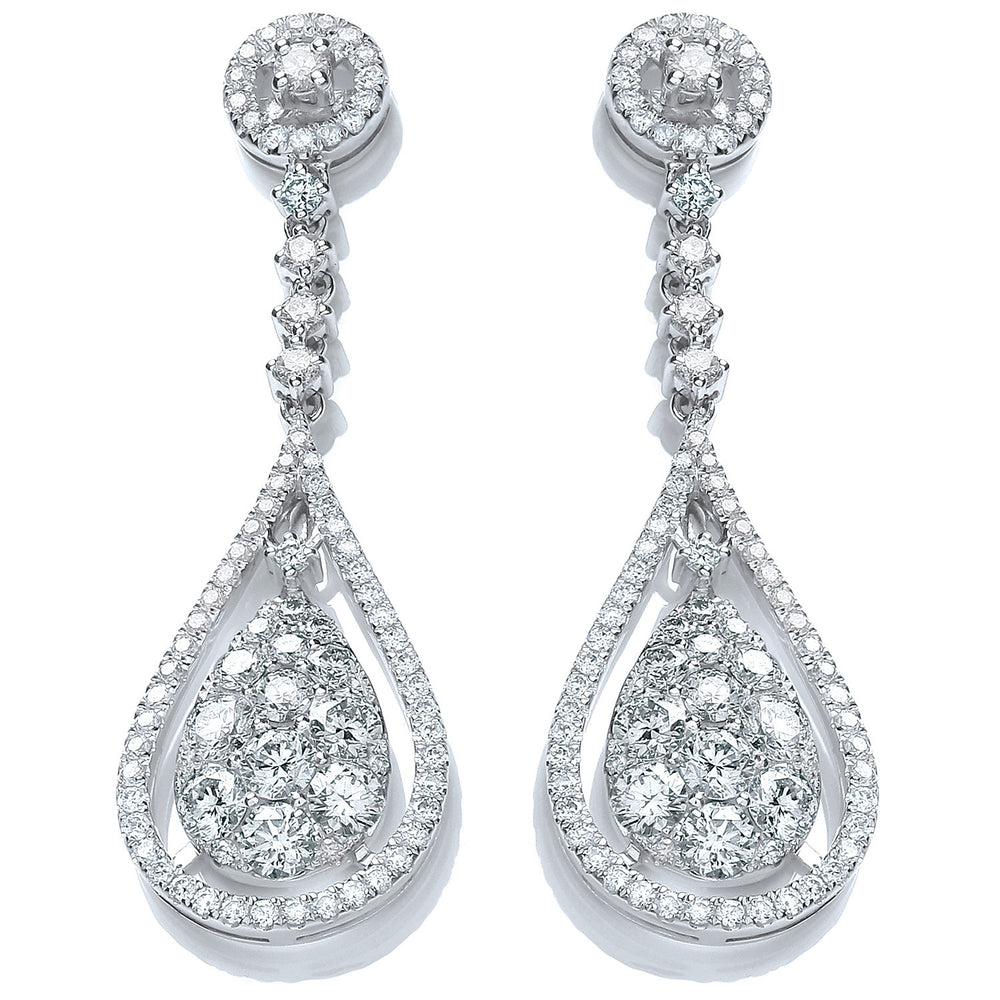 18ct White Gold 3.30ct Diamond Drop Earrings