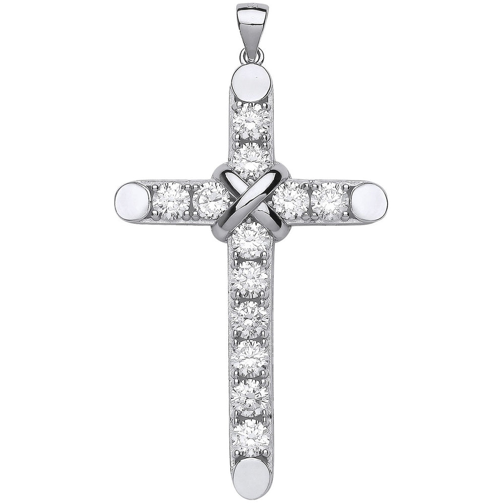 Large Silver Claw Set Cubic Zirconias Cross
