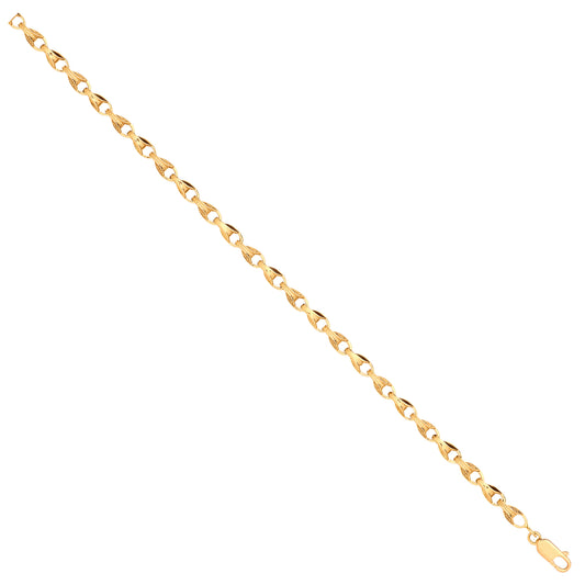 Yellow Gold Plain and Engraved 5mm Tulip Chain