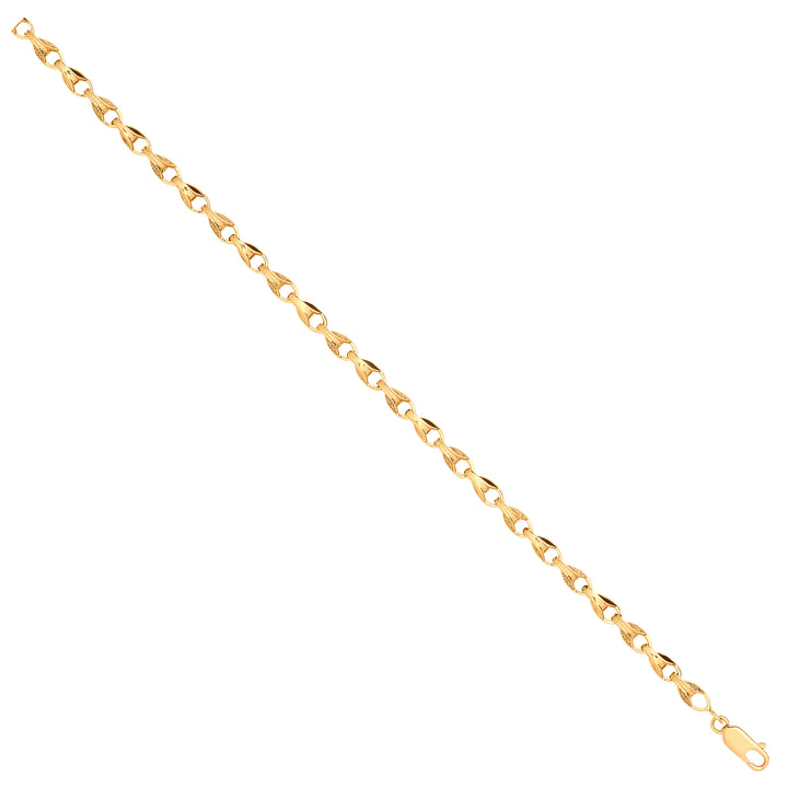 Yellow Gold Plain and Engraved 5mm Tulip Chain