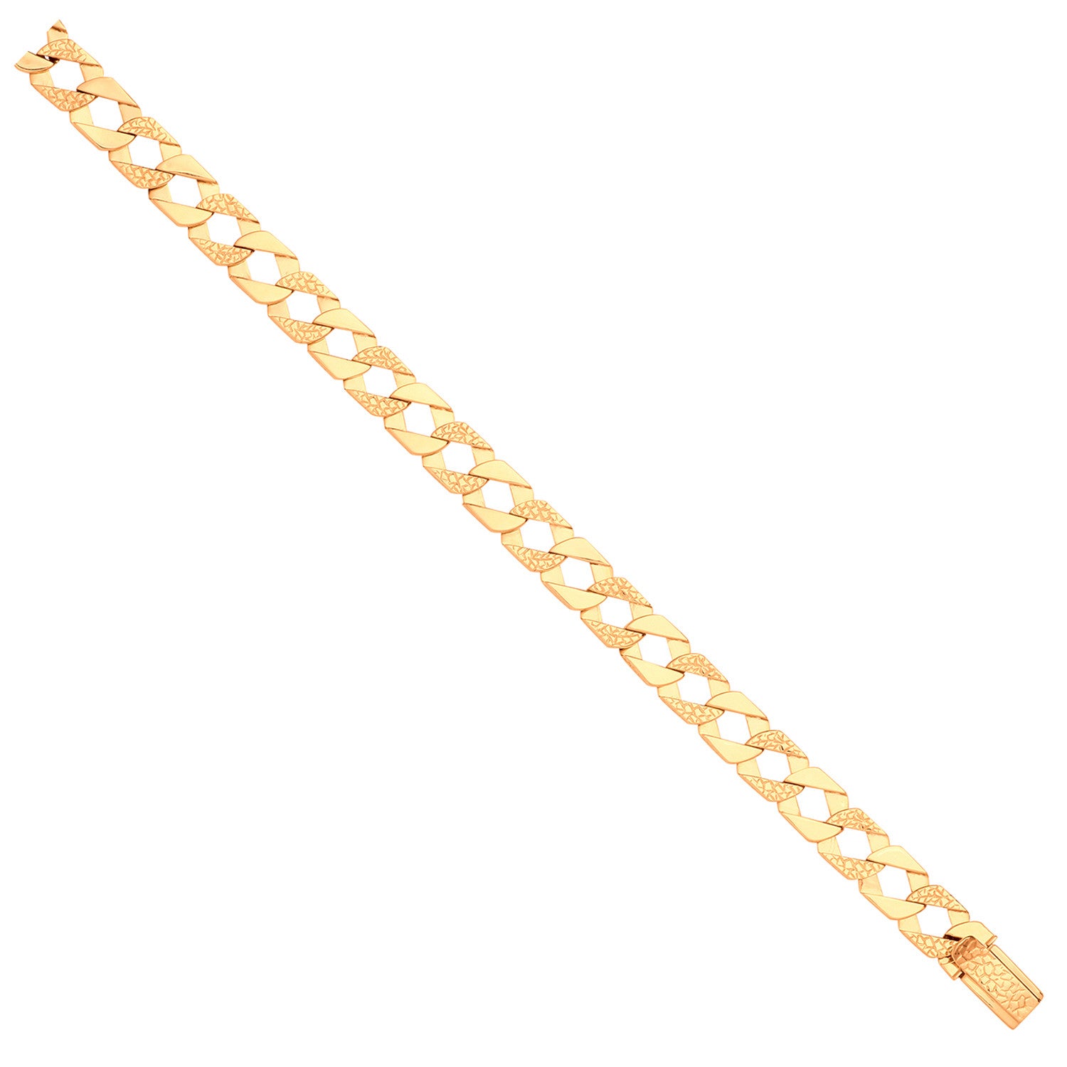 Yellow Gold Plain & Nugget 10.5mm Link Flat Curb Chain