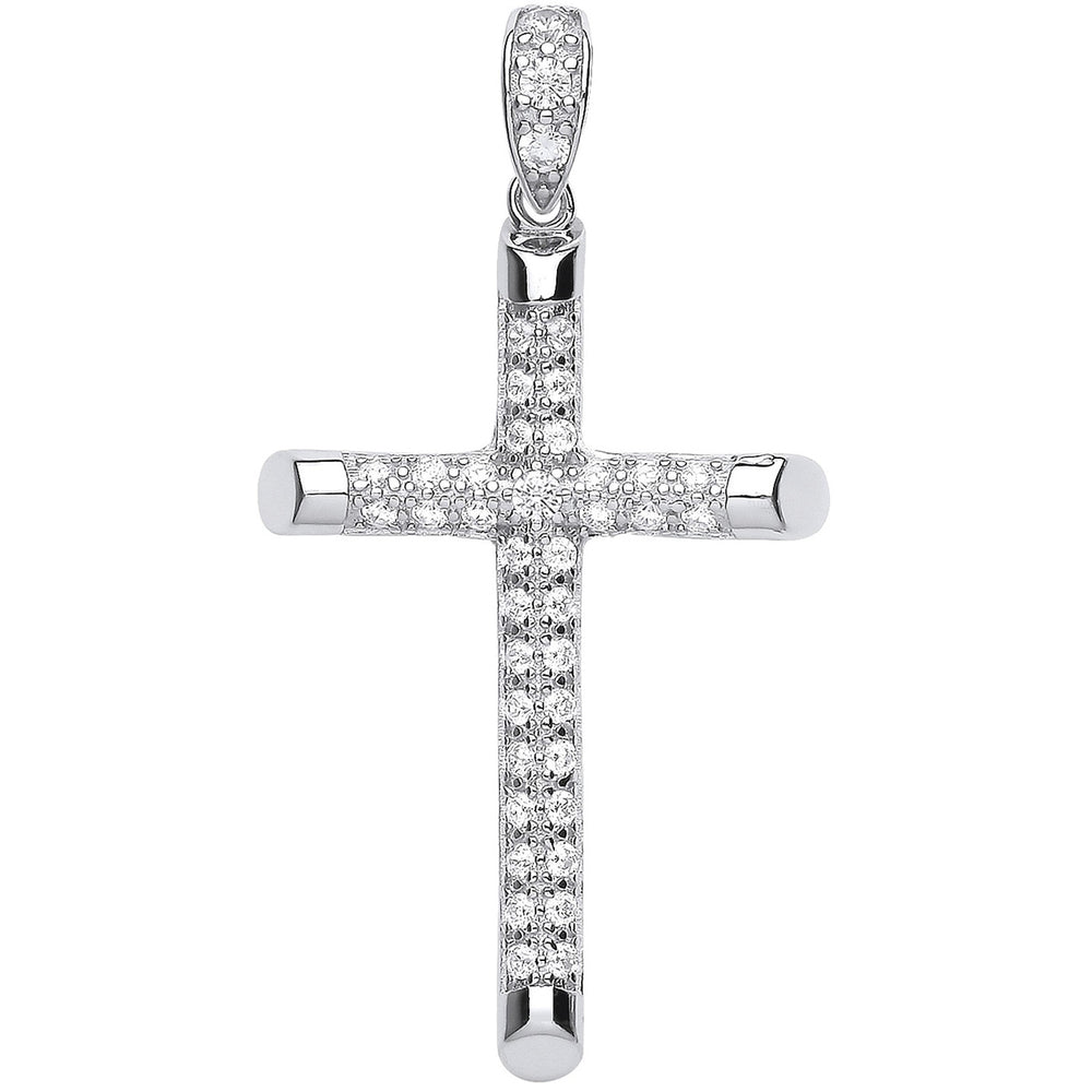 Silver Large Cubic Zirconia Cross