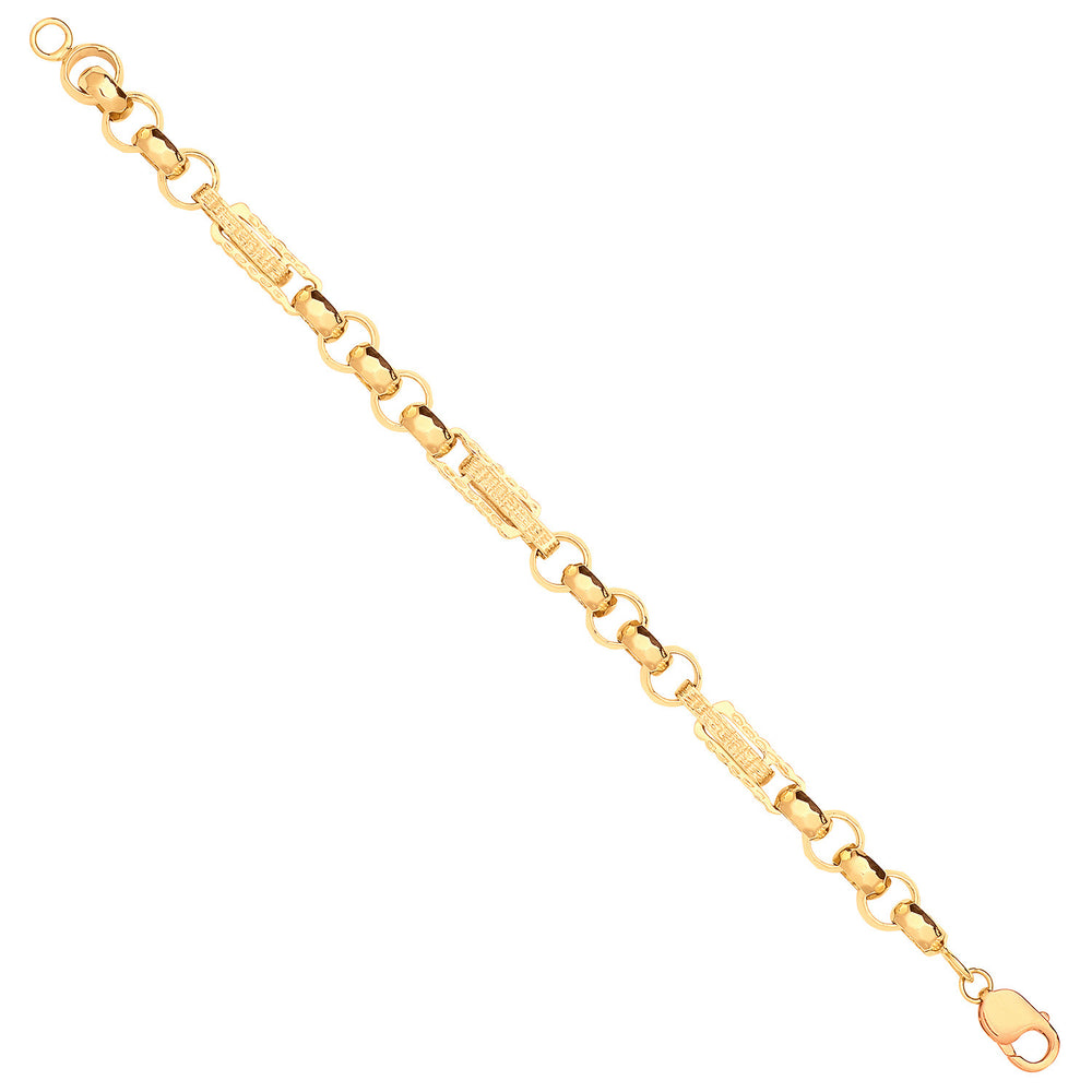 Yellow Gold Gypsy Link Belcher Gents Bracelet – product view