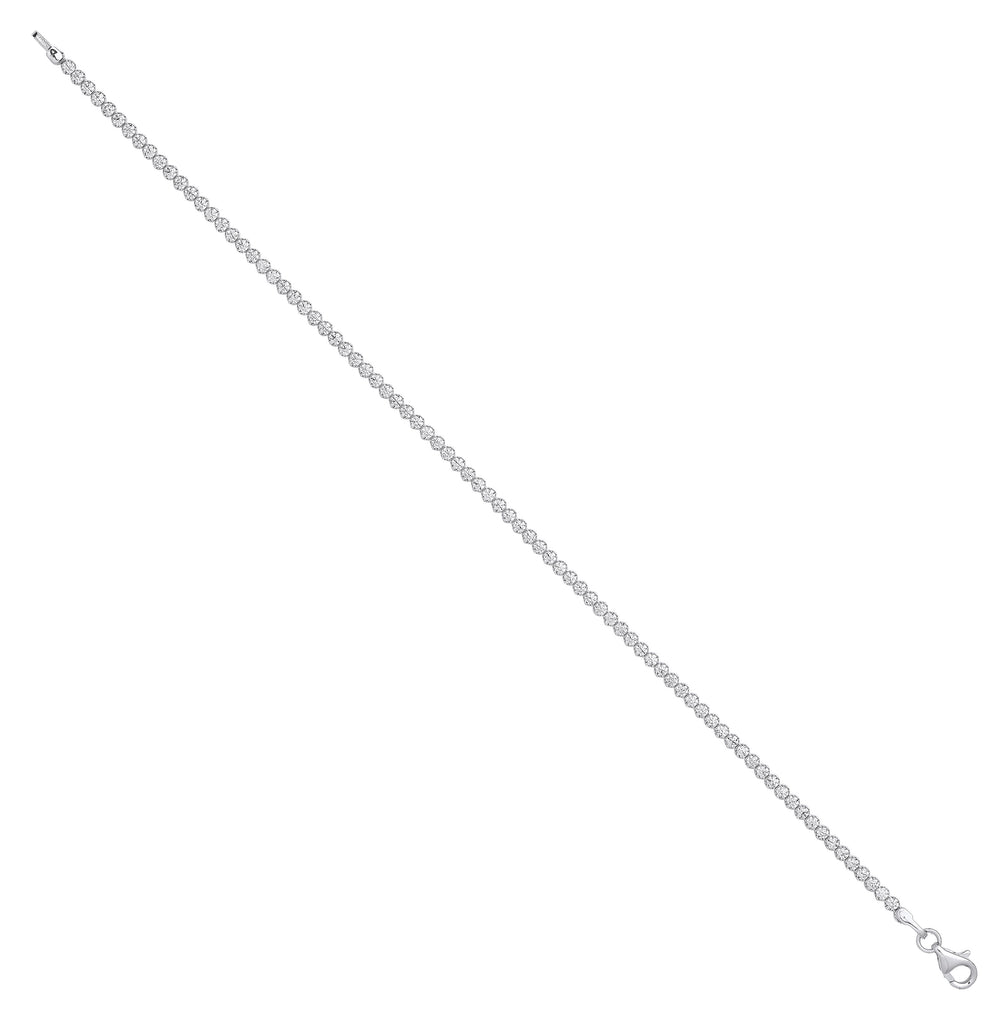 White Gold 2.1mm Round Cubic Zirconia Ladies Tennis Bracelet – product view