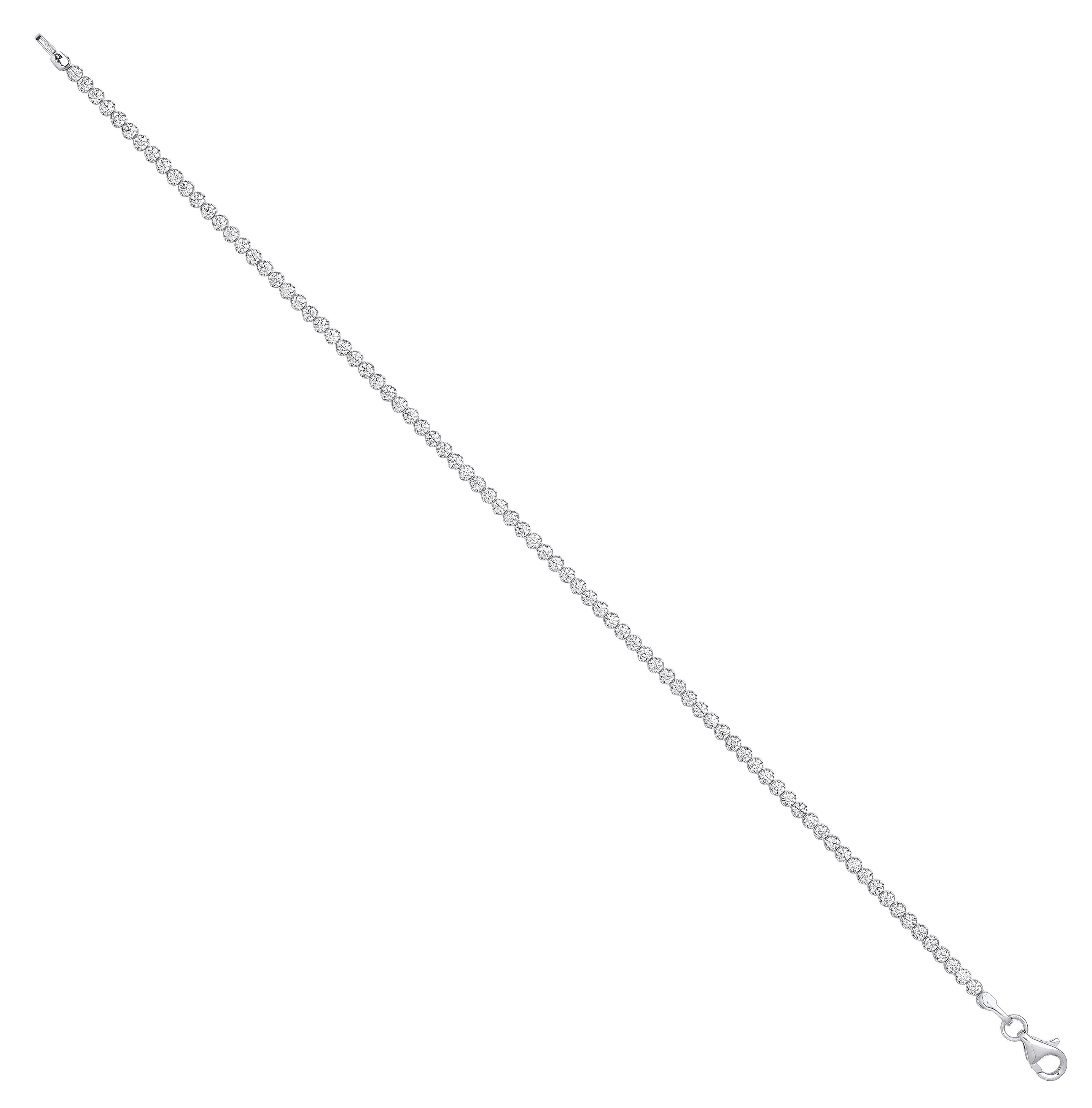 White Gold 2.1mm Round Cubic Zirconia Ladies Tennis Bracelet