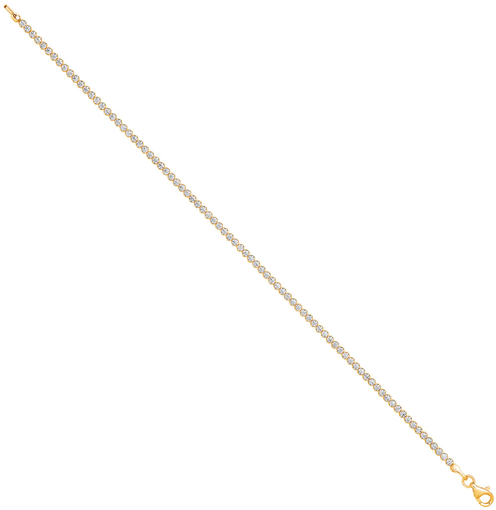 Yellow Gold 2.1mm Round Cubic Zirconia Ladies Tennis Bracelet