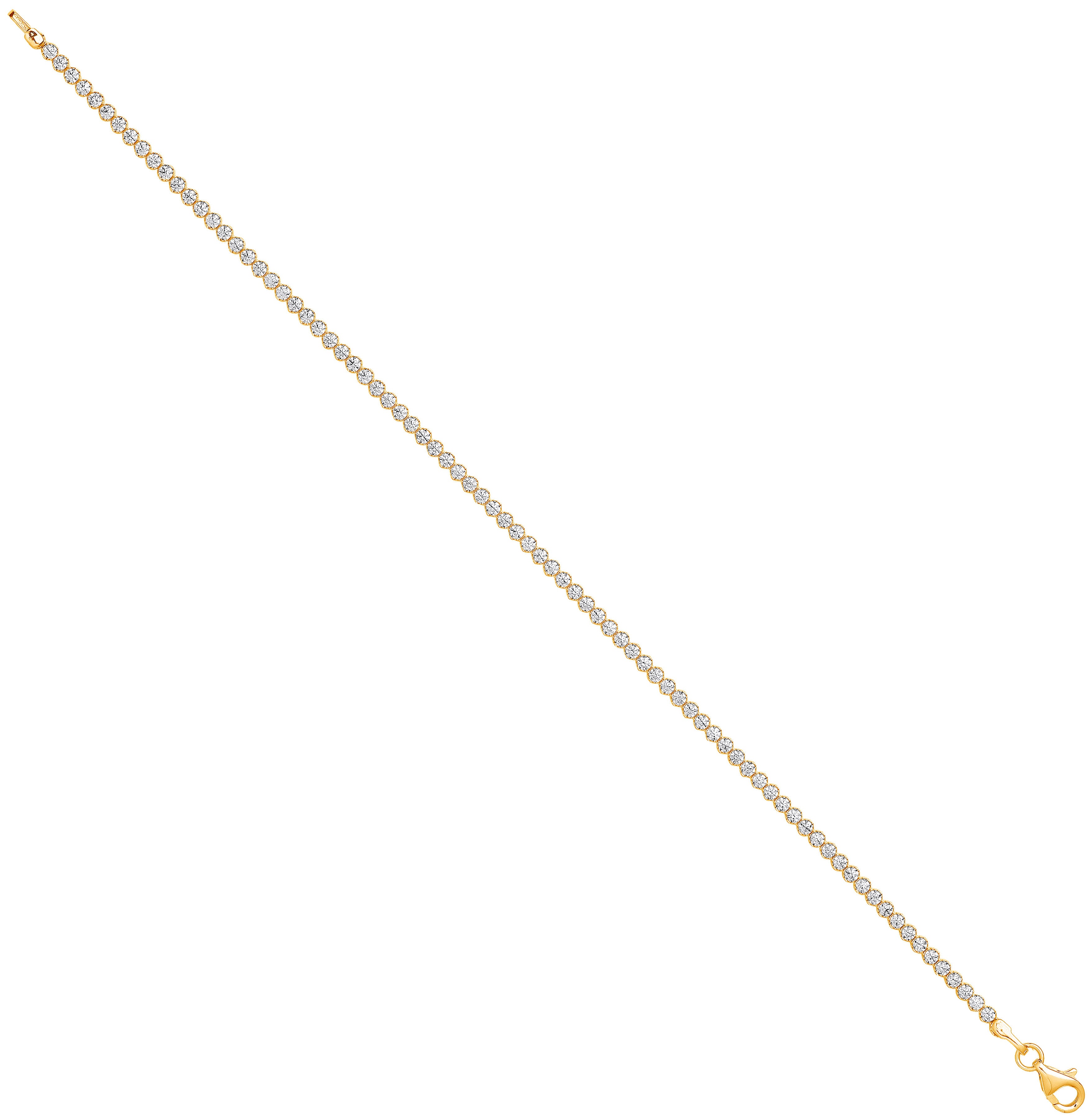 Yellow Gold 2.1mm Round Cubic Zirconia Ladies Tennis Bracelet