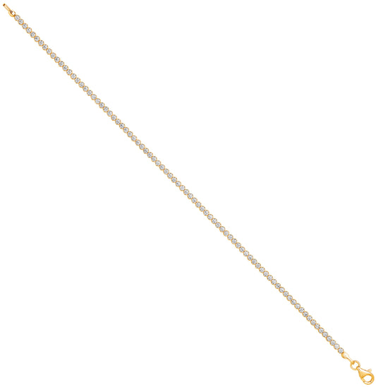 Yellow Gold 2.1mm Round Cubic Zirconia Ladies Tennis Bracelet