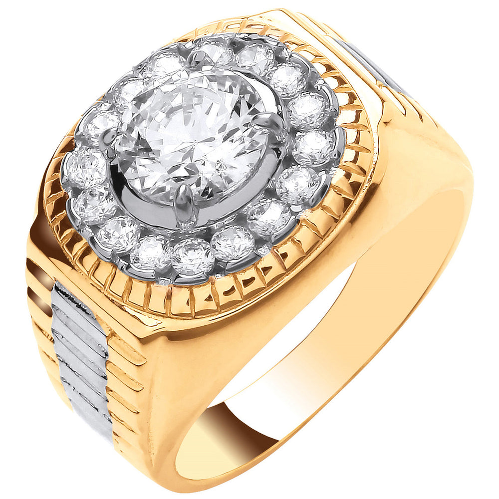 Yellow Gold 8.0mm Cubic Zirconia Fancy Ring