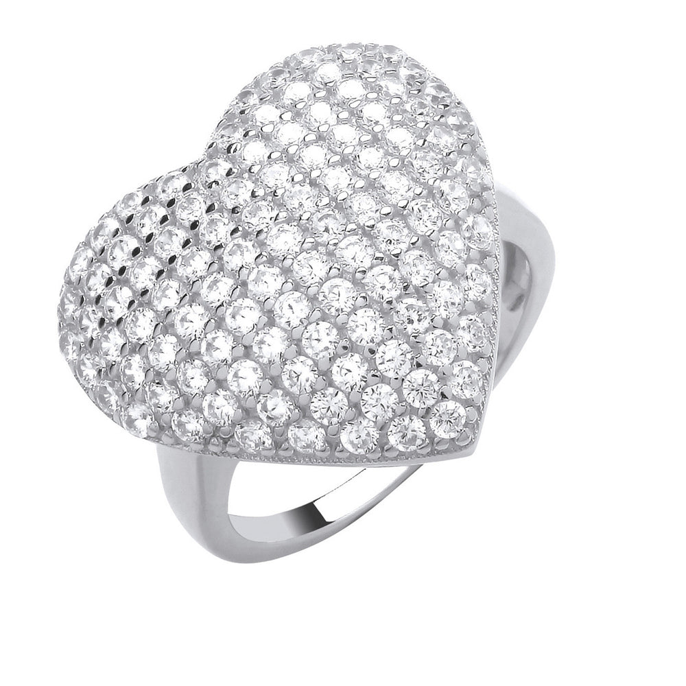 Silver Large Cubic Zirconia Heart Ring – product view