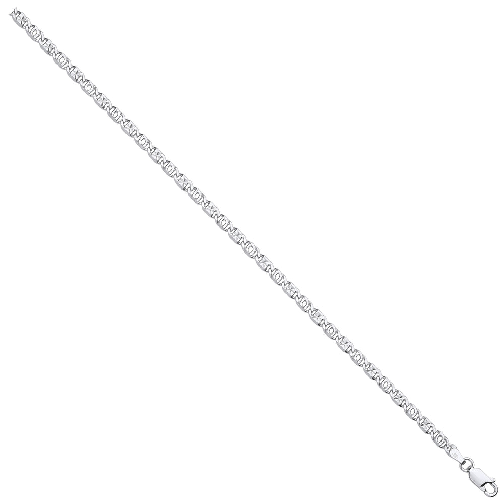 Silver 3.7mm Anchor Chain with Star Stamp