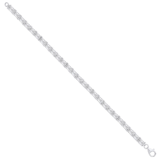 Silver Emerald Cut Cubic Zirconia Tennis Bracelet