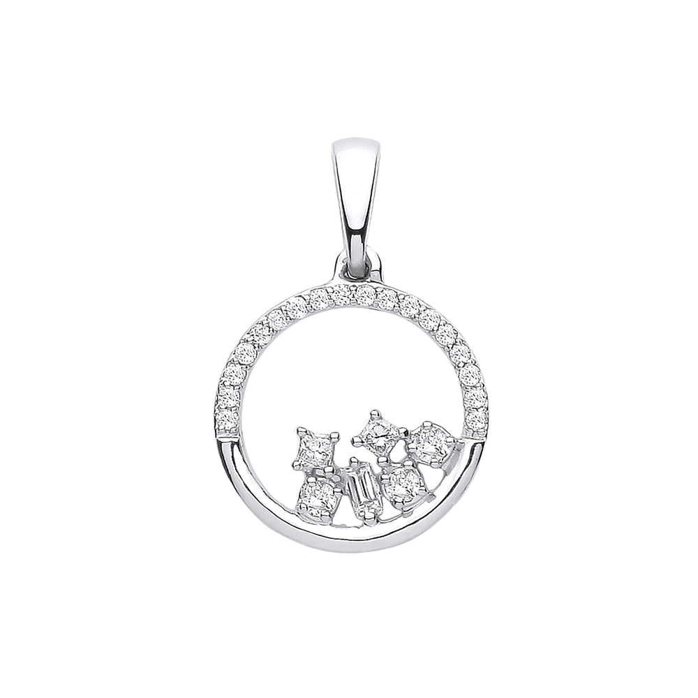 9ct White Gold 0.14ct Diamond circle pendant – product view