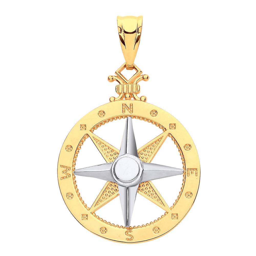 Yellow White Gold Compass Pendant