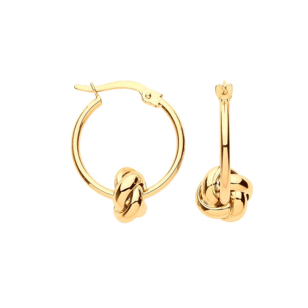 Yellow Gold 18mm Knot Hoop Earring