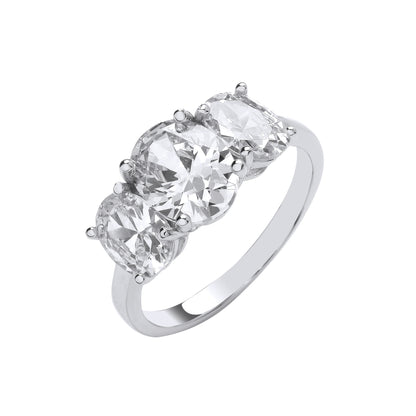Silver Oval Cubic Zirconias Trilogy Ring