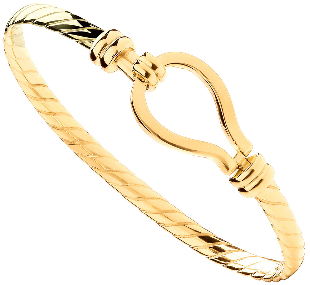 Yellow Gold Hook Ladies 4mm Bangle