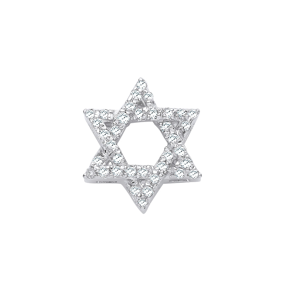 9ct White Gold 0.10ct Diamonds Star of David Pendant