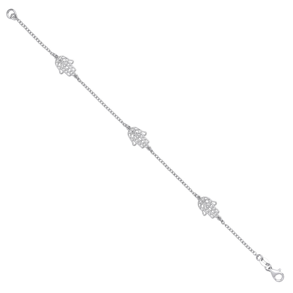 Silver Hamsa Hand Ladies Bracelet – product view