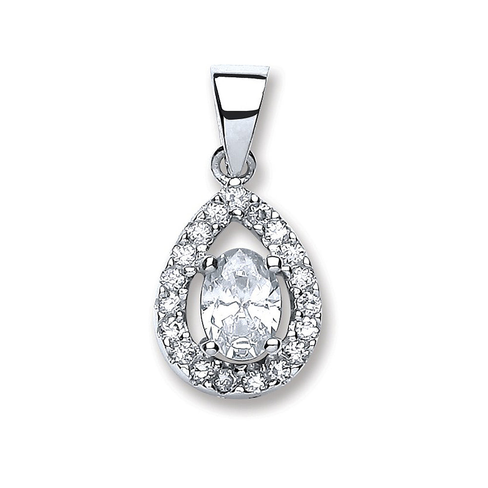 Silver Pear Shape Cubic Zirconia Pendant