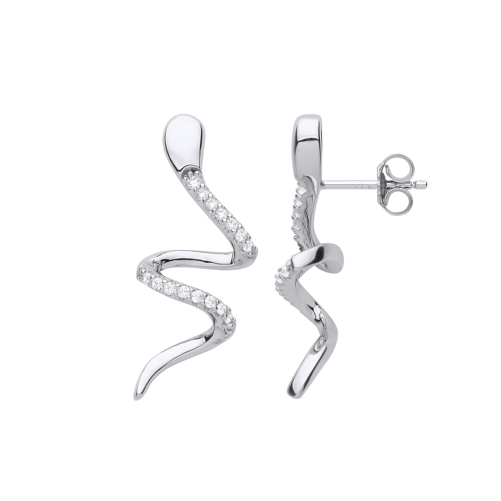 Silver Snake Cubic Zirconia Drop Earrings