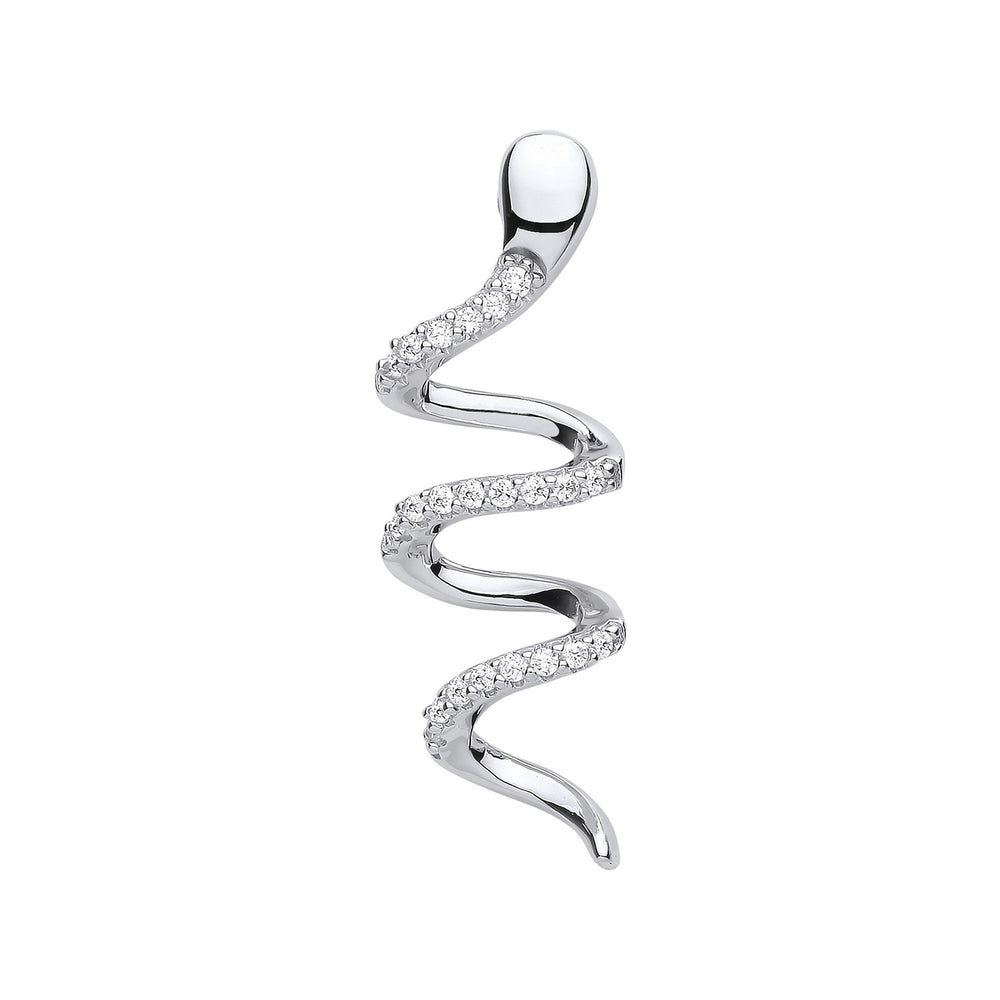 Silver Snake Cubic Zirconia Drop Pendant