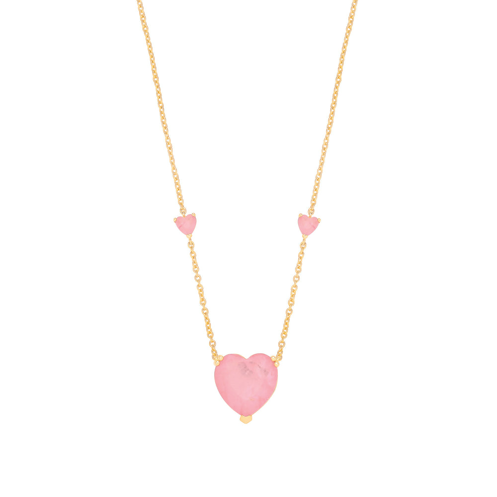 Silver Yellow Gold Plated, Pink Heart Necklace – product view