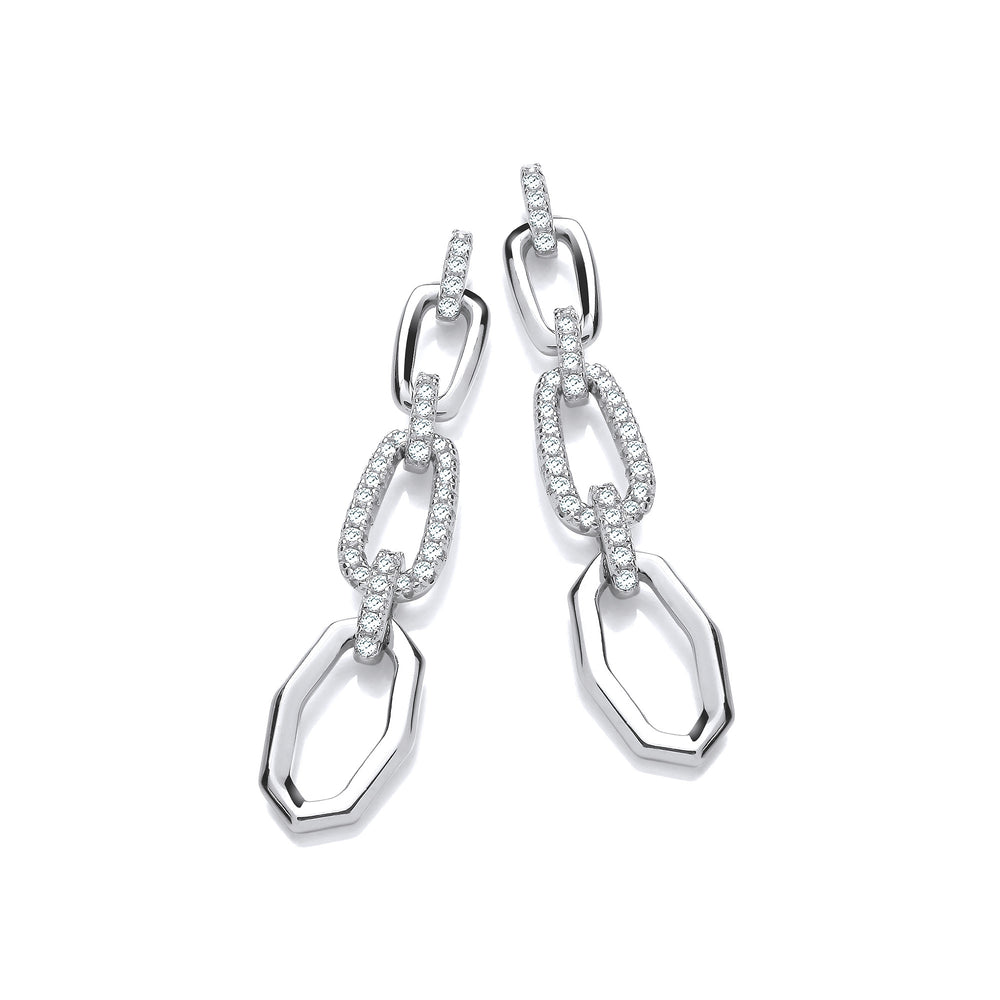 Hollow Links Cubic Zirconia Drop Earrings