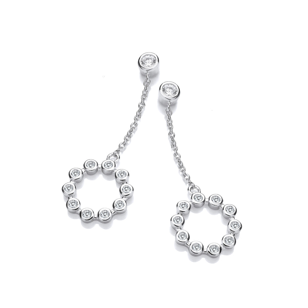 Rubover Cubic Zirconias Circle of Life Chain Drop Earrings