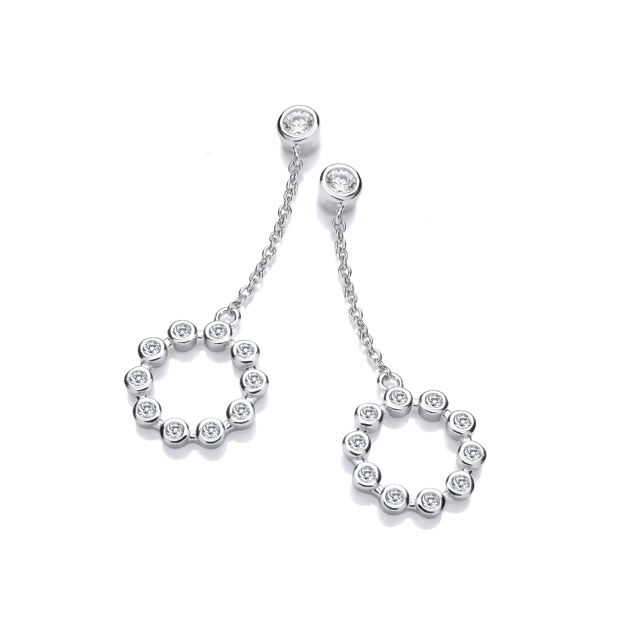 Rubover Cubic Zirconias Circle of Life Chain Drop Earrings