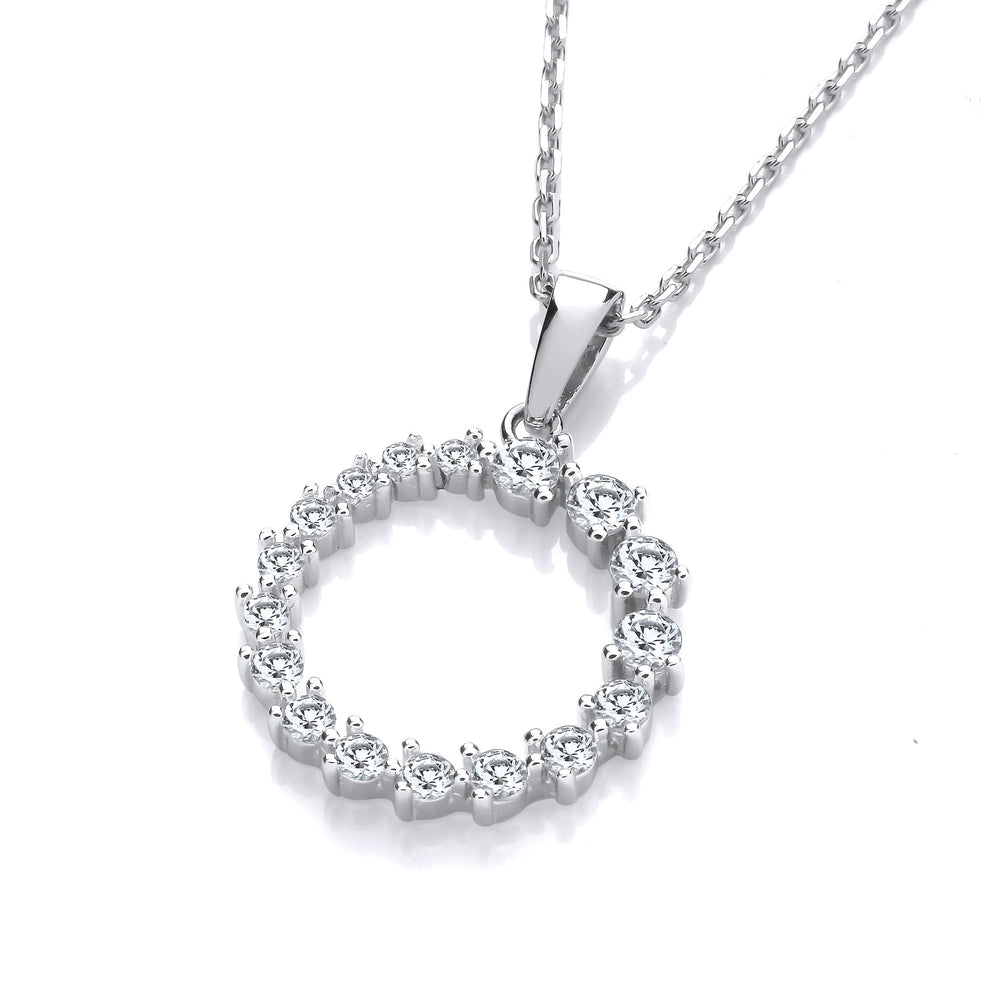 Graduated Cubic Zirconias Circle of Life Pendant with Chain