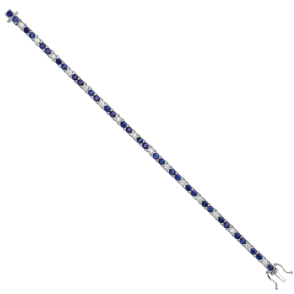 18ct White Gold 0.80ct Diamond & 5.00ct Sapphire Bracelet