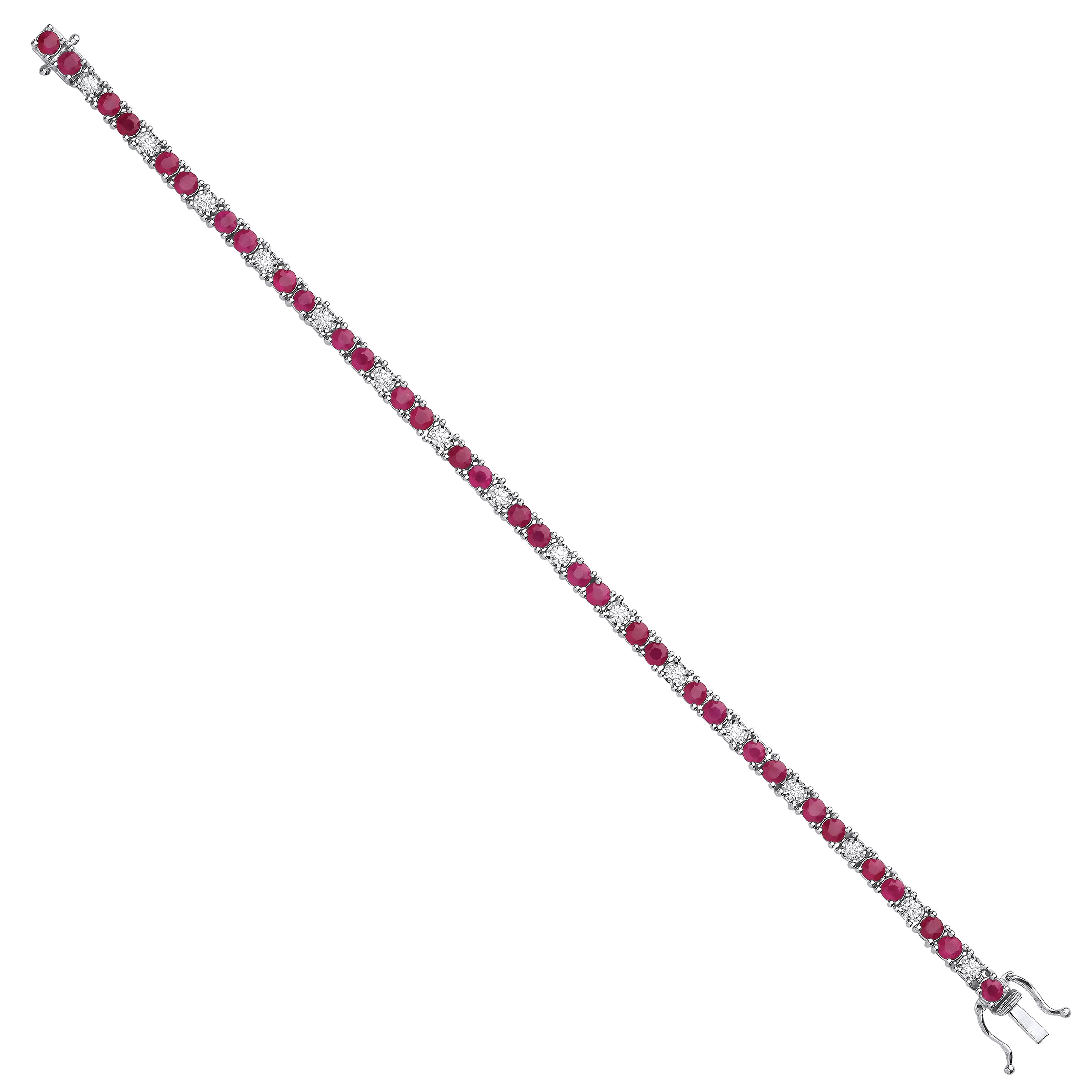 18ct White Gold 0.80ct Diamond & 5.00ct Ruby Bracelet