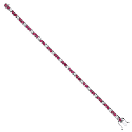 18ct White Gold 0.80ct Diamond & 5.00ct Ruby Bracelet