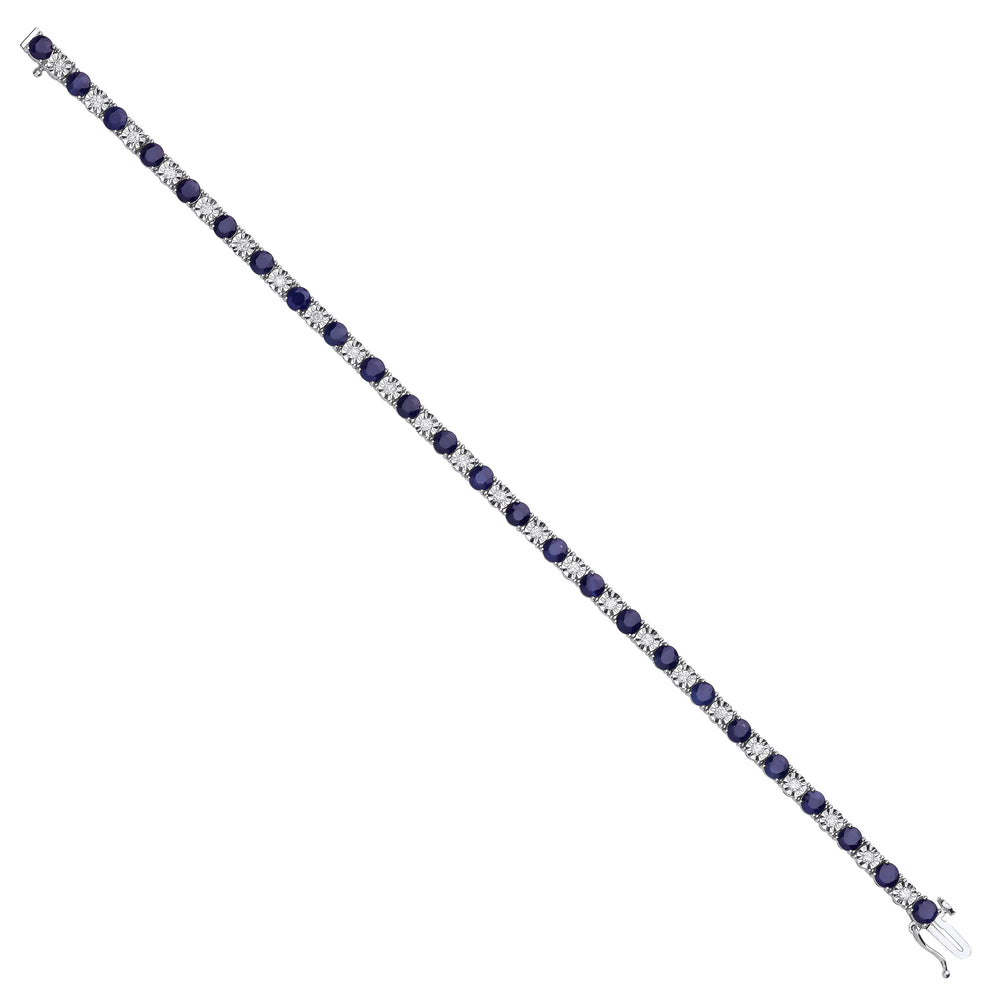 18ct White Gold 0.54ct Diamond & 5.30ct Sapphire Bracelet
