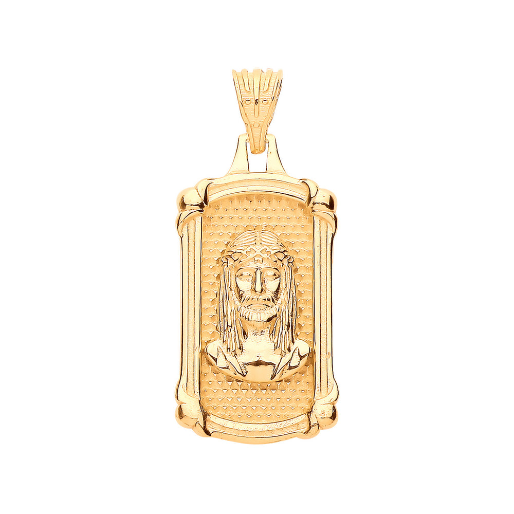 Yellow Gold Jesus Dog Tag Pendant