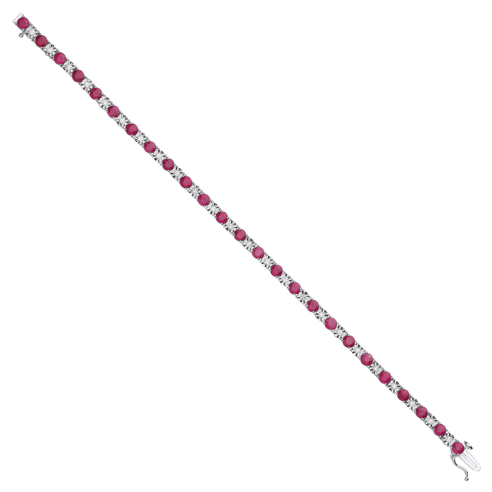 18ct White Gold 0.54ct Diamond & 5.30ct Ruby Bracelet