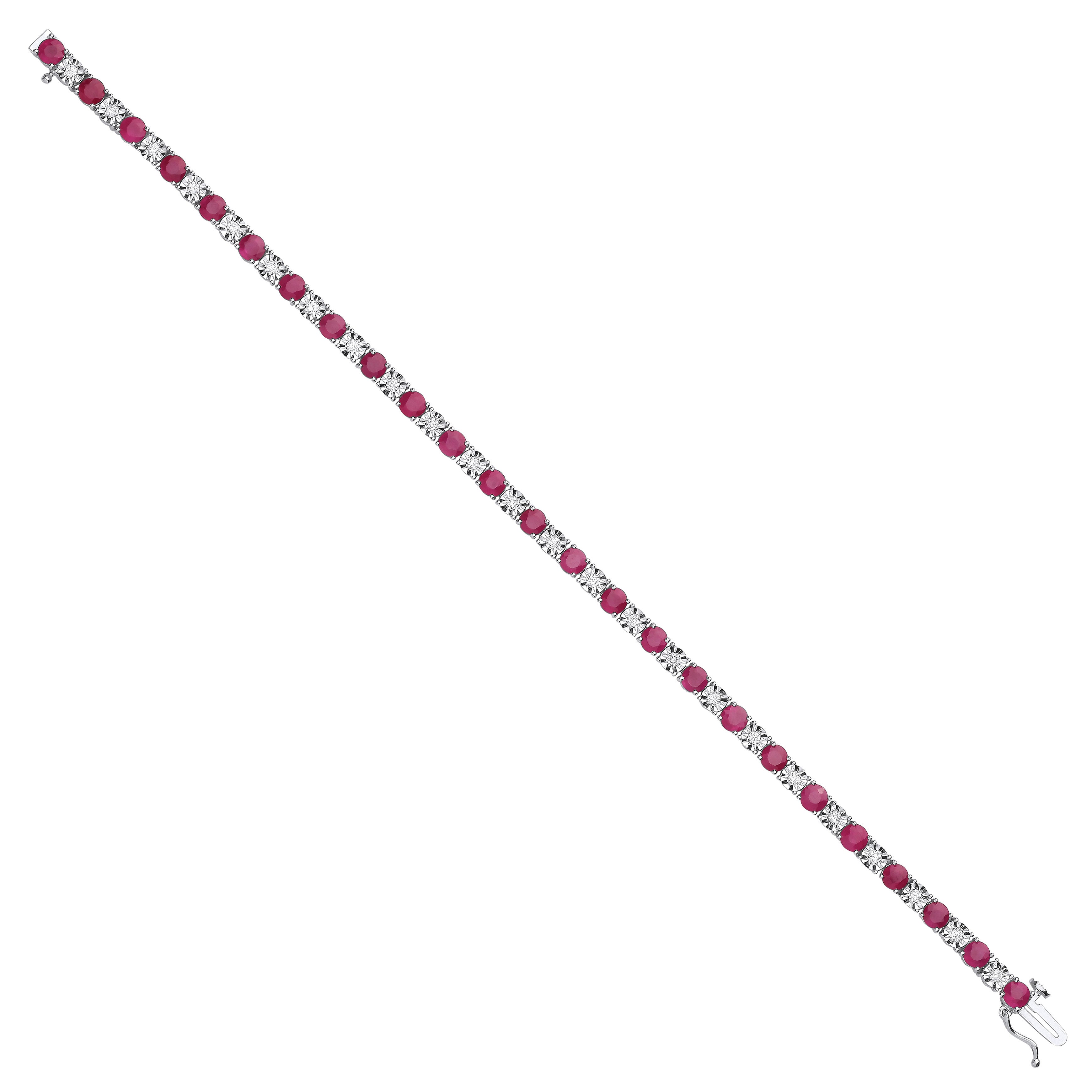 18ct White Gold 0.54ct Diamond & 5.30ct Ruby Bracelet
