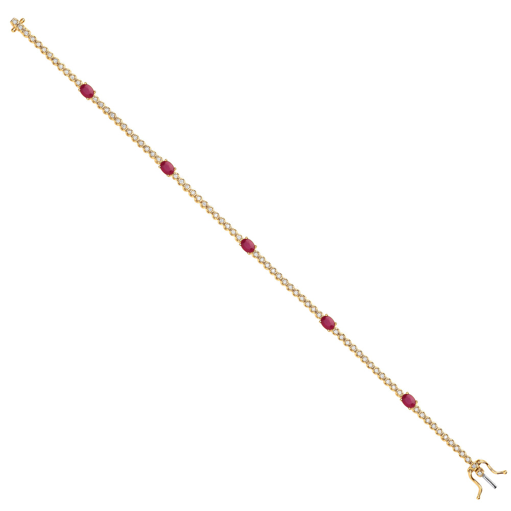 9ct Yellow Gold bracelet 0.40ct Diamond 1.15ct Ruby