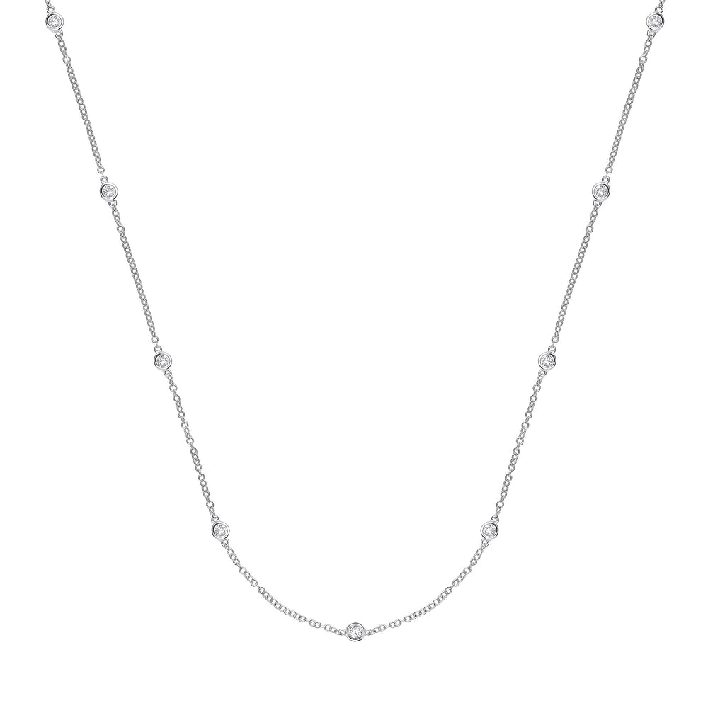 9ct White Gold 0.50ct Diamond by the yard Necklace (18in/45cm)