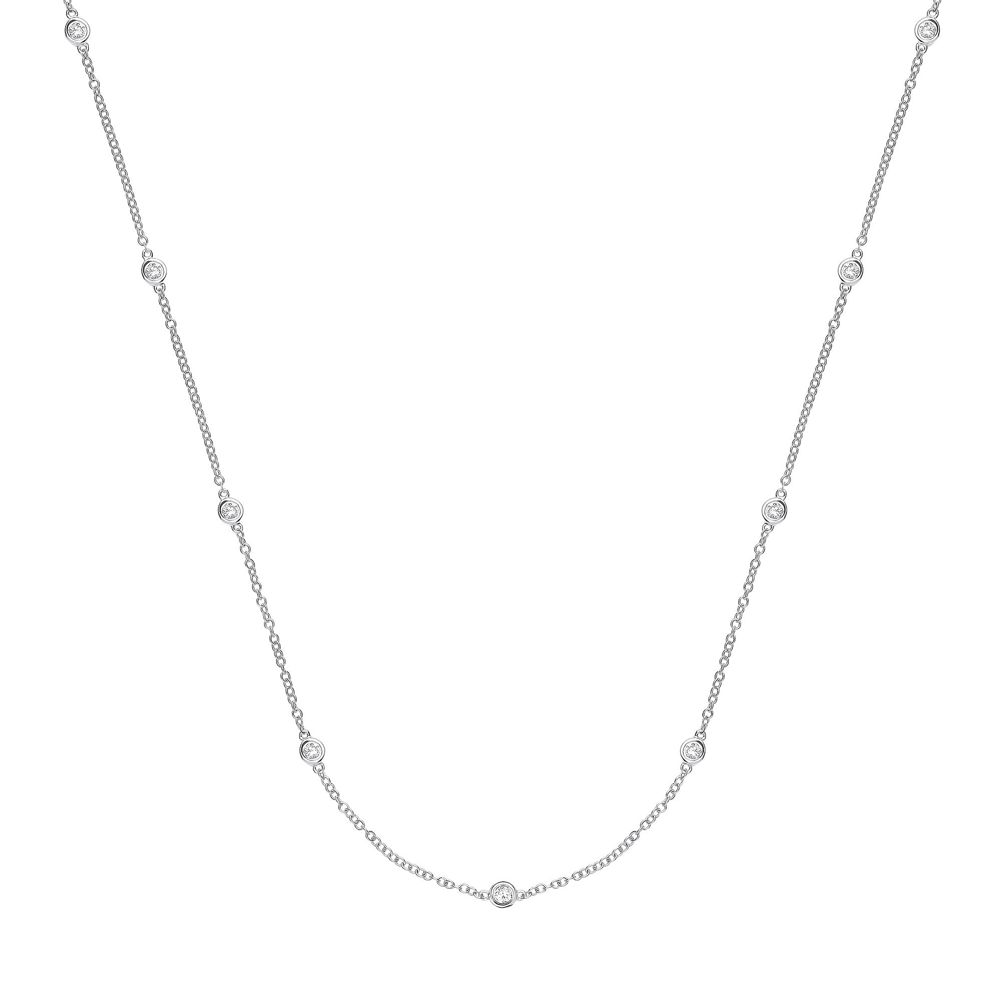 9ct White Gold 0.50ct Diamond by the yard Necklace (18in/45cm)