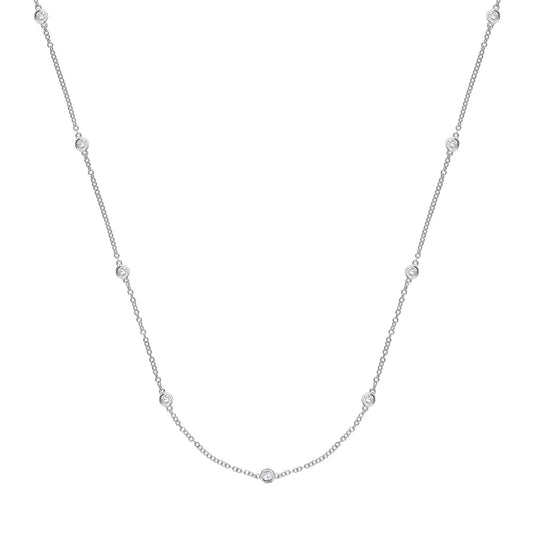 9ct White Gold 0.50ct Diamond by the yard Necklace (18in/45cm)