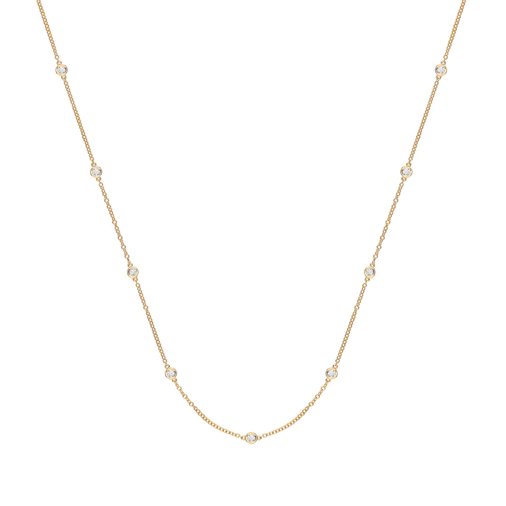 9ct Yellow Gold 0.50ct Rubover Diamond Chain with 18in/45cm Length